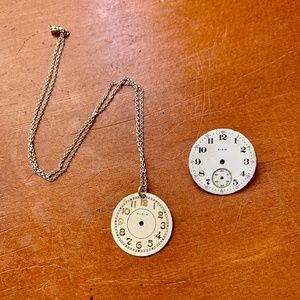 Vintage Clock Face Necklace and Pin